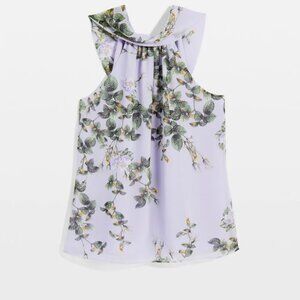 nwt white house black market floral chiffon halter top xs s